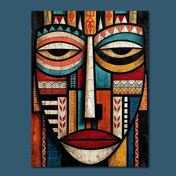 SKU0041_Tribal_03__bck_blu Ceremonial Gaze — Mosaic Portrait