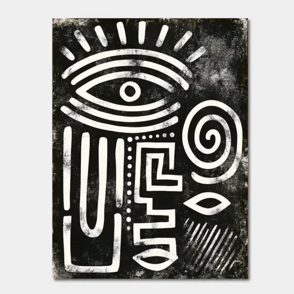 Ancient Signal — Abstract Face in Black & Ivory