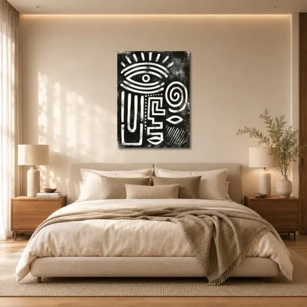 SKU0042_Tribal_04__bck_brm Ancient Signal — Abstract Face in Black & Ivory