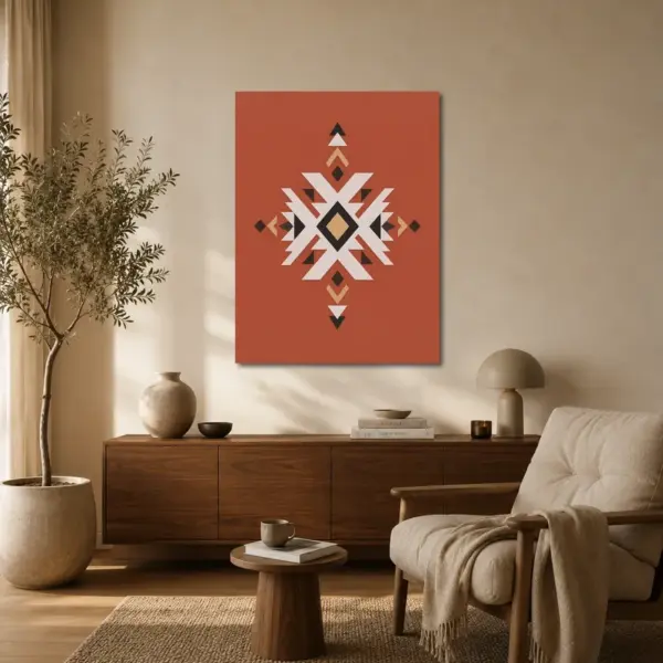 SKU0046_Pattern_01__bck_lvn Terracotta Compass — Geometric Symbol