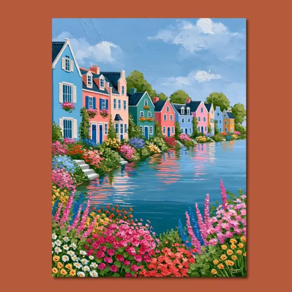 Blue Houses by the Blooming Shore