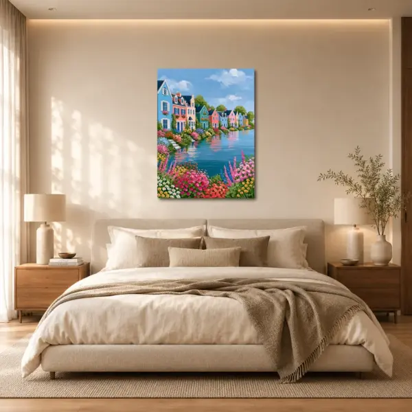 Blue Houses by the Blooming Shore