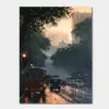 Evening Bus Through the Rain