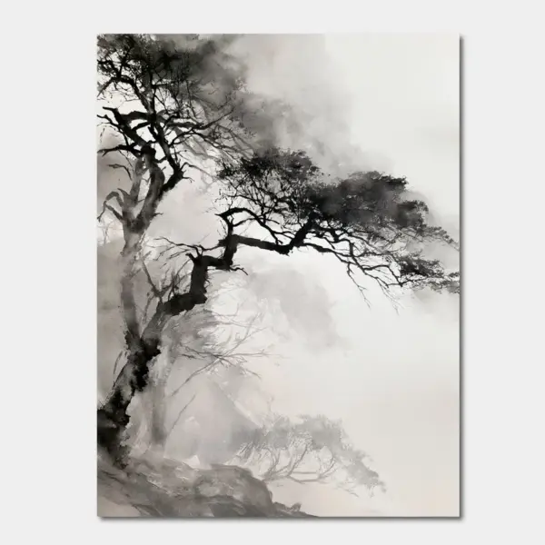 Branches Through White Mist