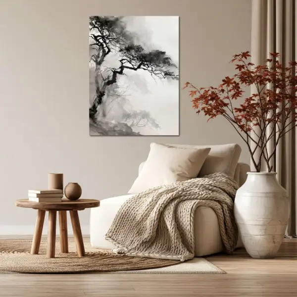 Branches Through White Mist