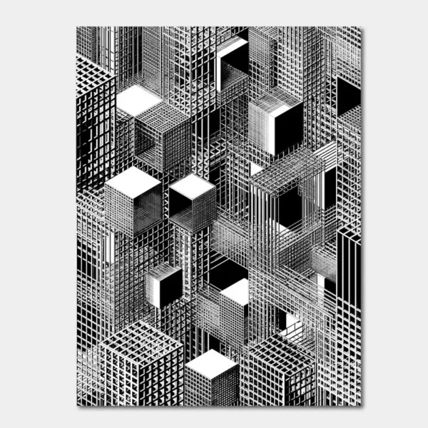 SKU0157_01 Floating Gridworks in Black and White