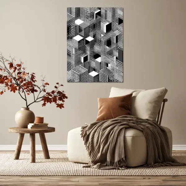 SKU0157_03 Floating Gridworks in Black and White