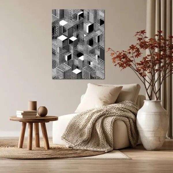 SKU0157_04 Floating Gridworks in Black and White