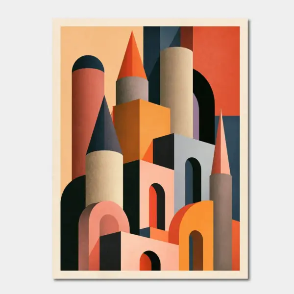Soft Edged Skyline in Coral and Black