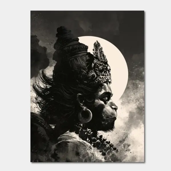 Lord Hanuman Beneath the Moon