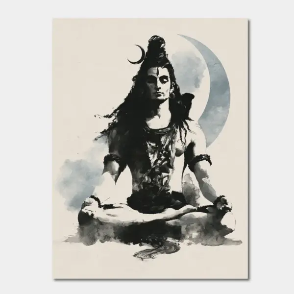 Lord Shiva Beneath the Crescent Moon