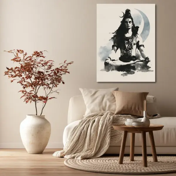 Lord Shiva Beneath the Crescent Moon