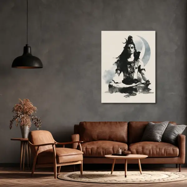 Lord Shiva Beneath the Crescent Moon