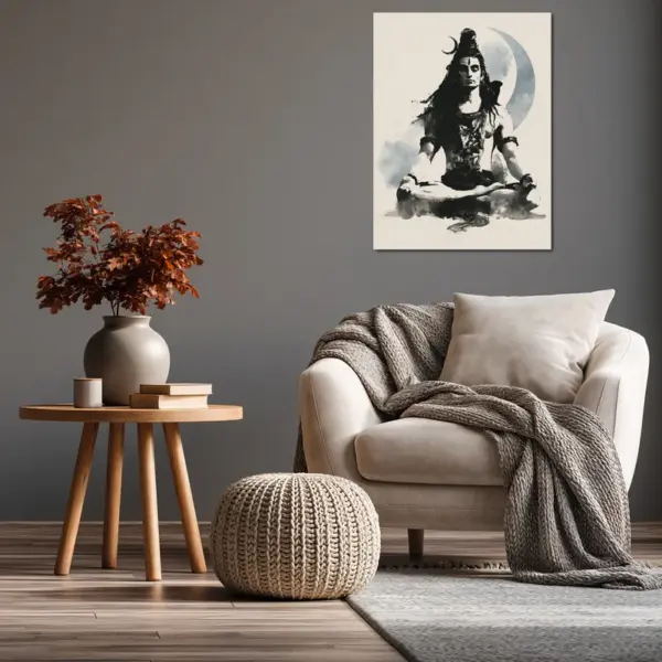 Lord Shiva Beneath the Crescent Moon