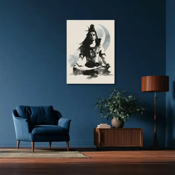 Lord Shiva Beneath the Crescent Moon