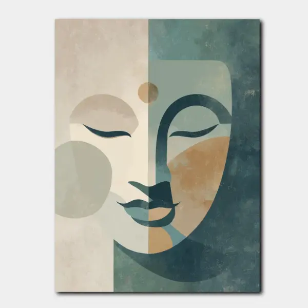 SKU0002_01 Serene Buddha Face in Teal and Beige