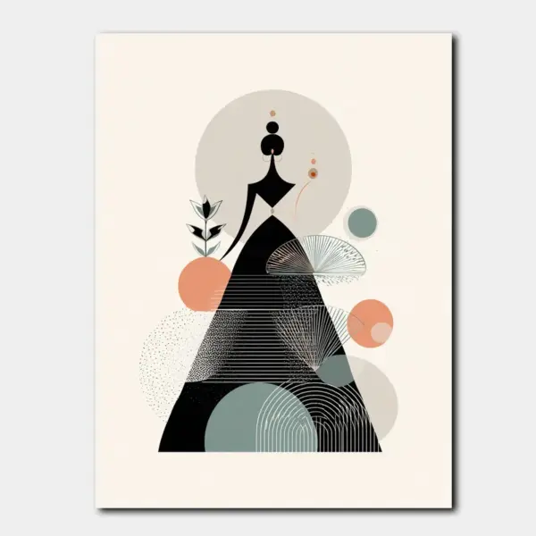 SKU0007_01 Minimal Woman Silhouette with Geometric Forms