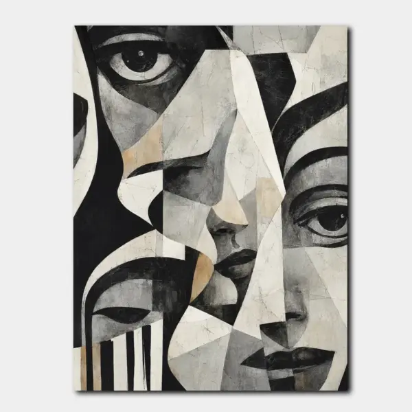 SKU0008_01 Monochrome Cubist Faces Study