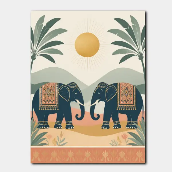 SKU0030_01 Decorative Elephants in a Tropical Garden