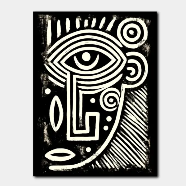 SKU0040_01 African Tribal Bold Black and White Eye Face