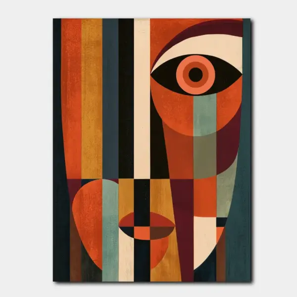 SKU0045_01 Geometric Face with Stripes and Red Eye