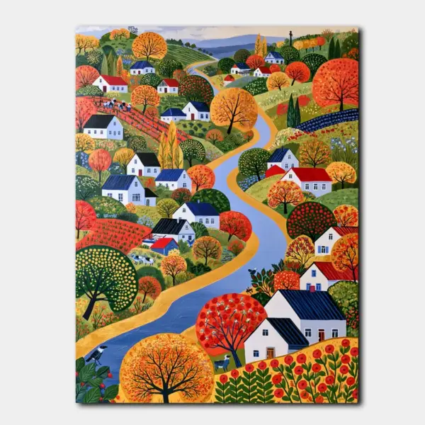 SKU0066_01 Colorful Folk Village Through Autumn Hills