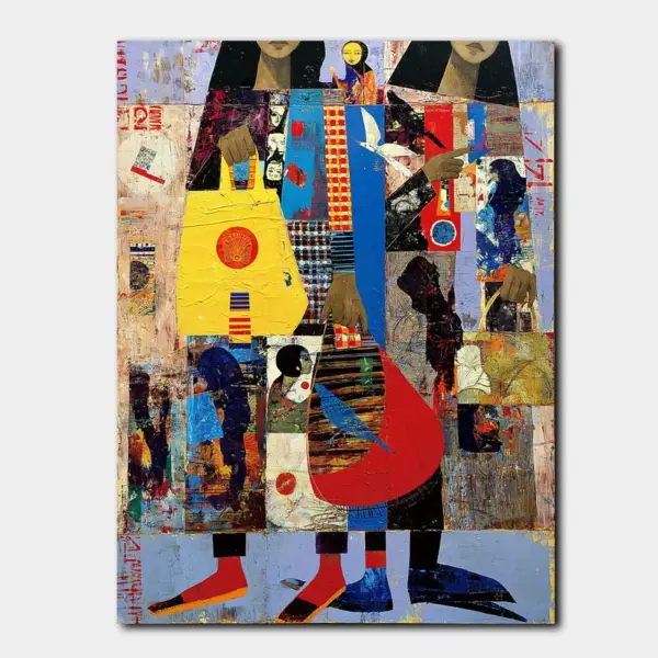 SKU0072_01 Mixed Media Figure Collage in Primary Colors
