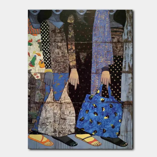 SKU0074_01 Women in Patterned Dresses Folk Portrait