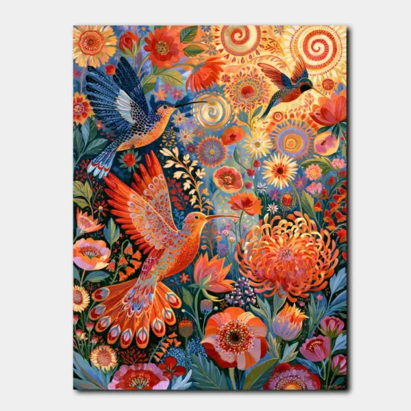 Fantastical Bird and Floral Folk Garden