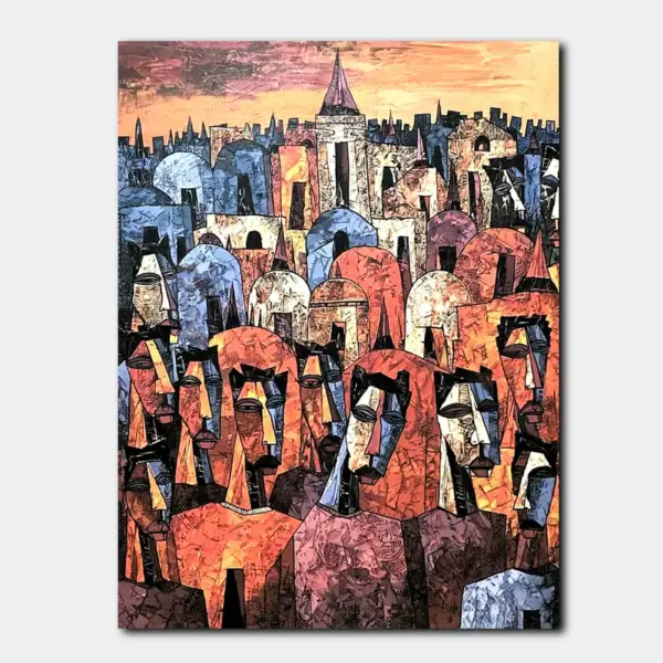 SKU0078_01 Urban Crowd at Sunset in Expressionist Style