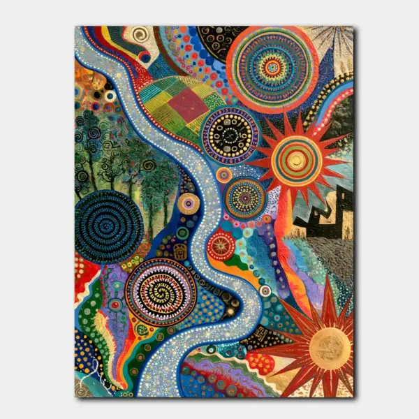 SKU0095_01 Colorful Aboriginal Style River Dreaming
