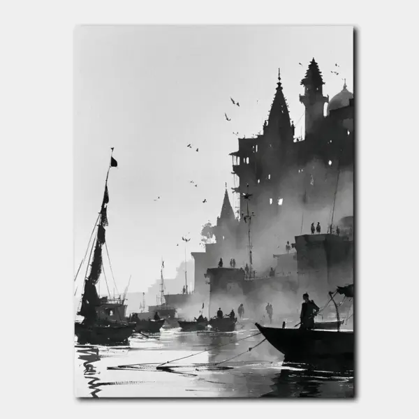 SKU0125_01 Ghat of Varanasi in Mist