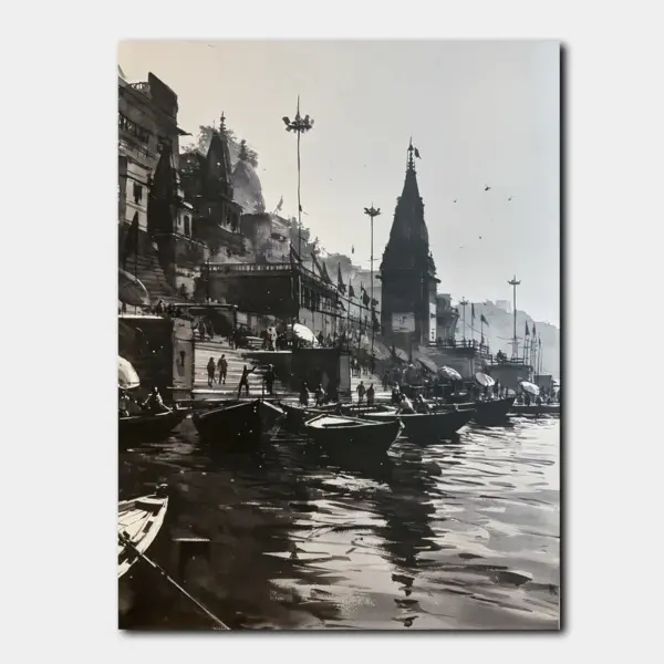 SKU0127_01 Ghat of Varanasi in Monochrome