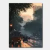 Evening Bus Through the Rain