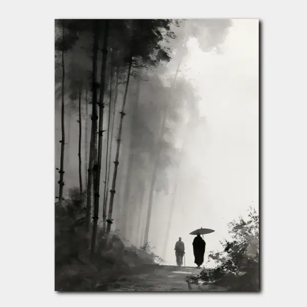 Umbrellas Beneath the Bamboo
