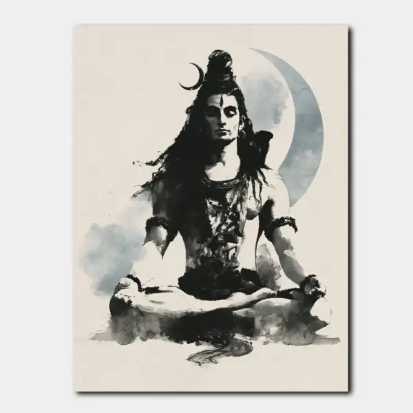 Lord Shiva Beneath the Crescent Moon