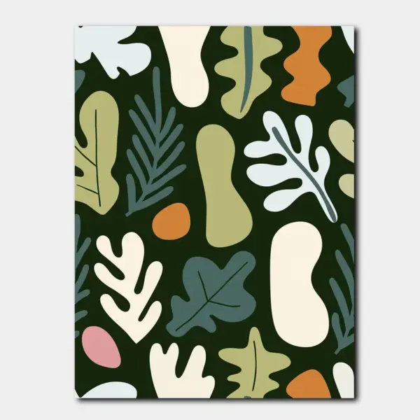 Modern Botanical Pattern in Forest Green