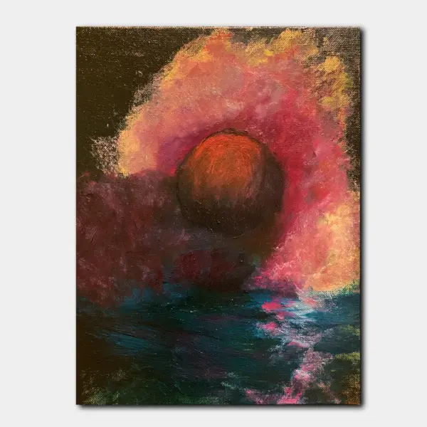 Crimson Eclipse Over Dark Water