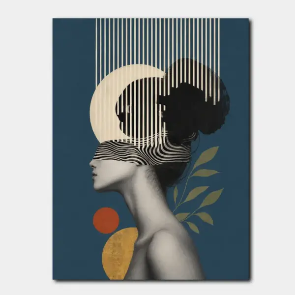 Moonlit Blindfold Portrait with Gold Lines