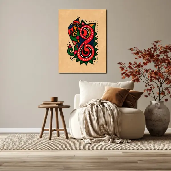 SKU0212_02 Indian Folk Ganesha Motif in Red and Green