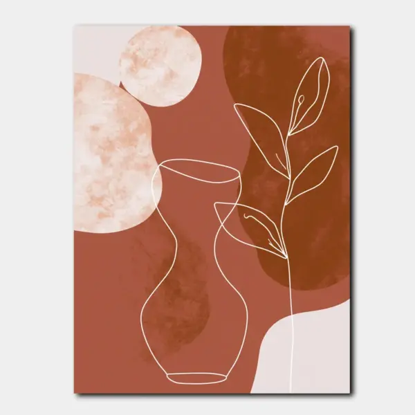 Minimal Vase and Botanical Line Drawing