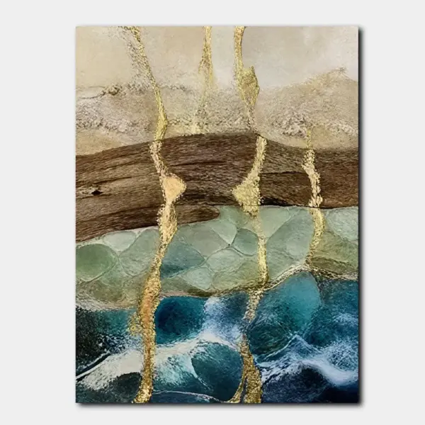 Kintsugi Tidal Layers in Blue and Gold