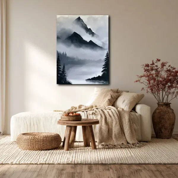 SKU0238_04 Foggy Mountain Lake in Monochrome