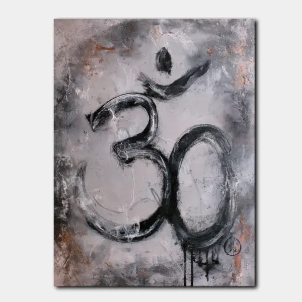 Sacred Om in Charcoal Texture