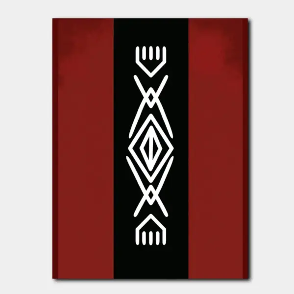 White Tribal Symbol on Deep Red