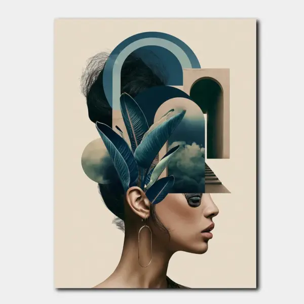 Surreal Woman with Botanical Architecture