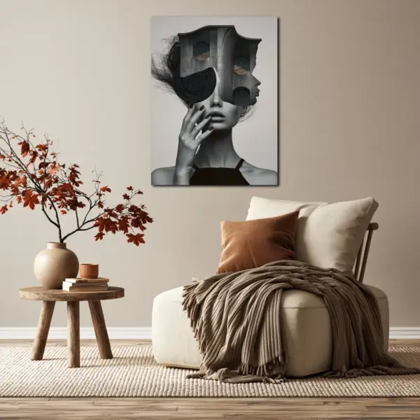 SKU0269_06 Monochrome Woman Behind Architectural Mask
