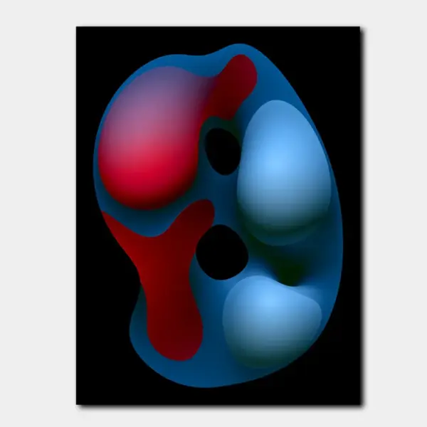 Glossy Biomorphic Forms in Red and Blue