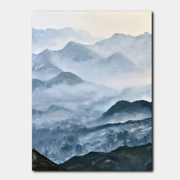 Misty Mountain Layers in Blue Grey
