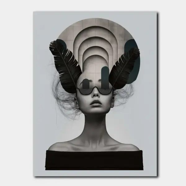 Monochrome Woman with Architectural Halo